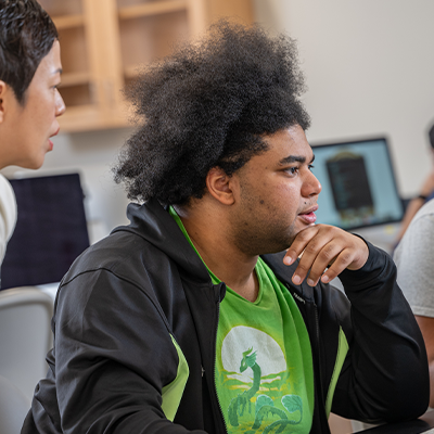 Student staring at pc