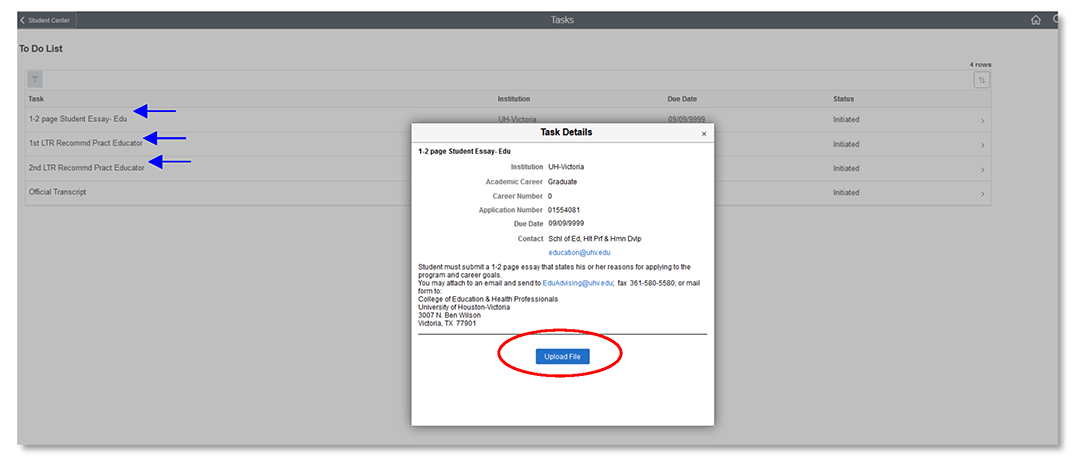 Upload File circled red in Task Details pop-up