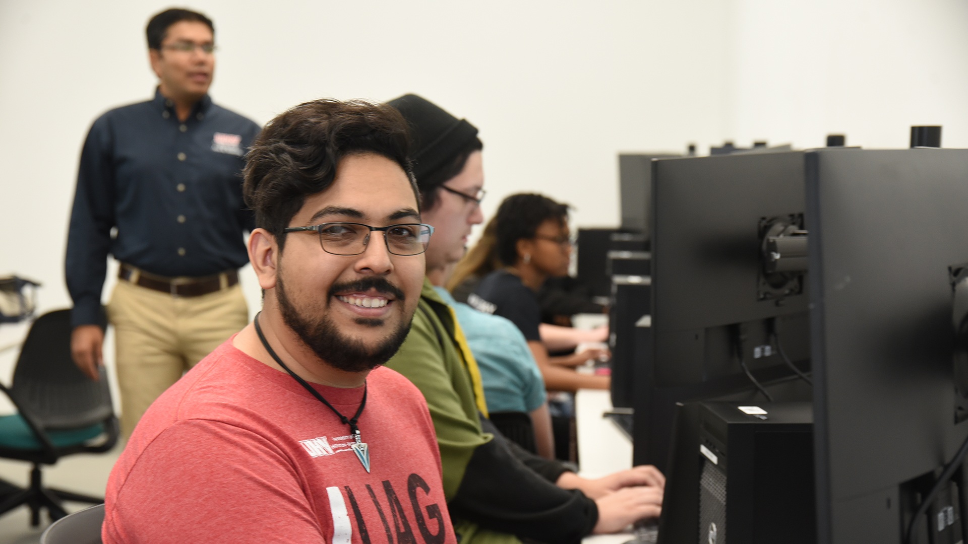Students working on computers in a classroom