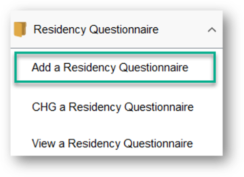 Add a Residency Questionnaire