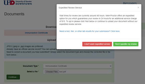 Expedited review service option