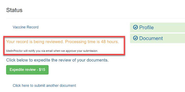 Your record is being reviewed screen message