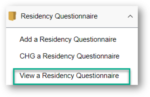 View a Residency Questionnaire