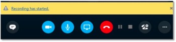 Skype notice showing recording has started