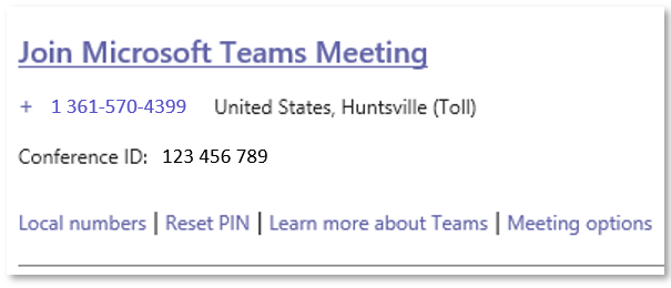 Screen shot of a Teams Meeting invitation