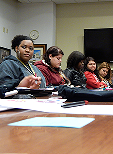 Students attending a Student Government Association meeting.