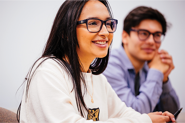 Two students in class.