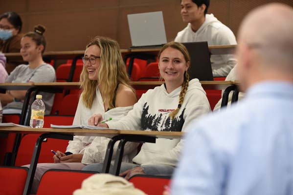 Students in a lecture with Professor Craig Goodman.