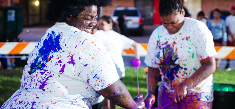 Students participating in UHV Splatterbeat event
