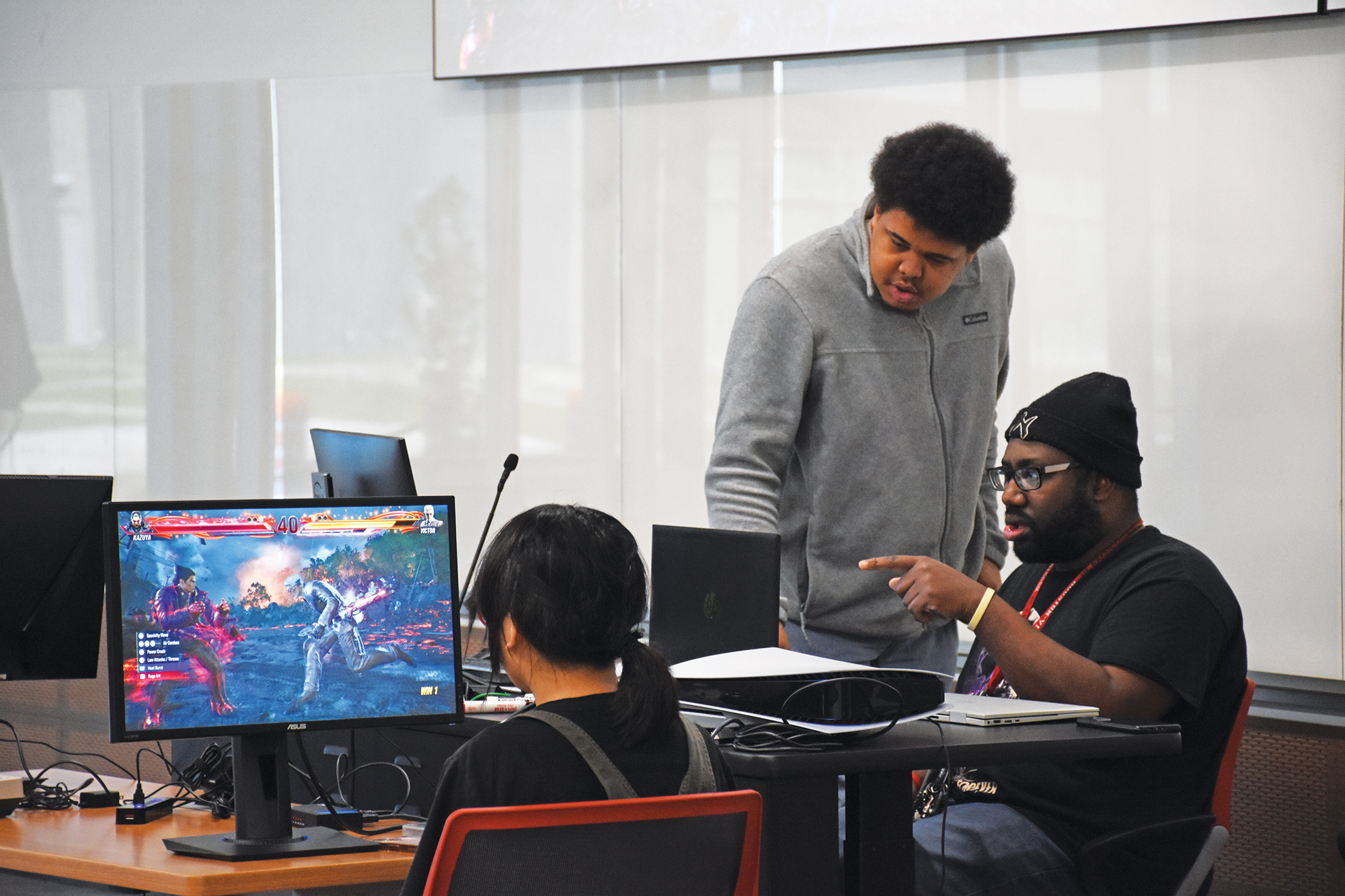 Matthew Jackson, Jaguar eSports Club president, proctors a gaming tournament on Feb. 23 at University South.