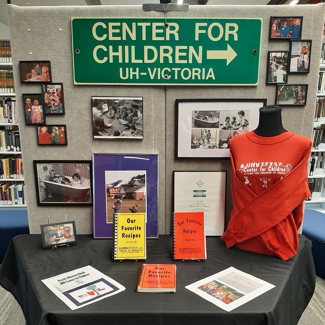 Items from the UHV Center for Children in a display.