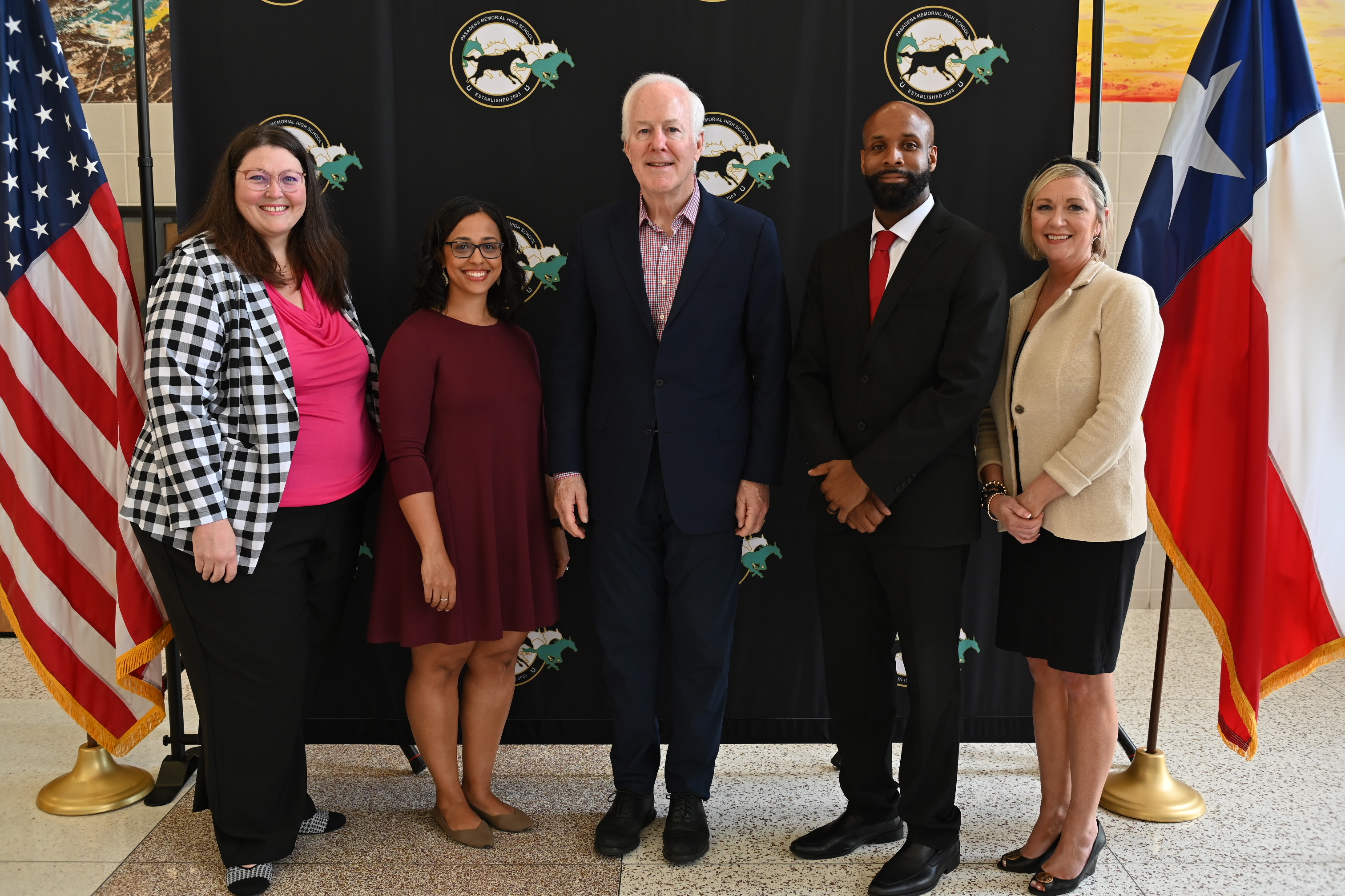 Representatives from UHV and Katy ISD stand with U.S. Sen. John Cornyn during a roundtable discussion on May 24 about how federal grant funds can be used to offer improved security and mental health services in public schools.