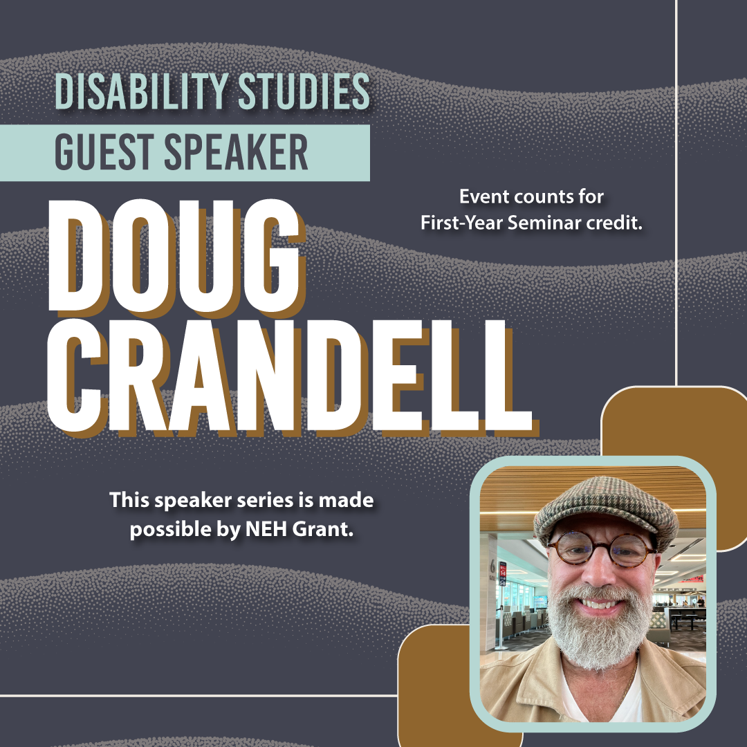 A graphic announcing Doug Crandell's event information