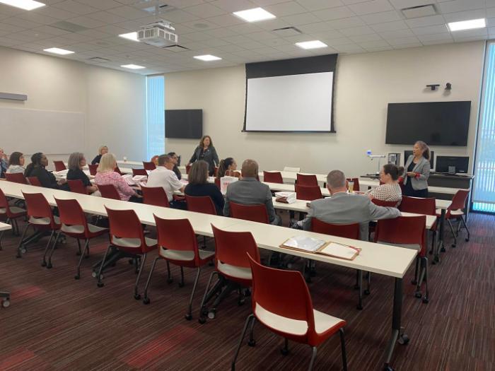 Administrators from the University of Houston-Victoria and Katy Independent School District met on Sept. 29 at UHV Katy to discuss how educators at UHV and the Katy school district could encourage more interest in higher education in the district. Attending the meeting were 15 Katy ISD administrators including assistant superintendents, directors, coordinators and other district leaders, as well a