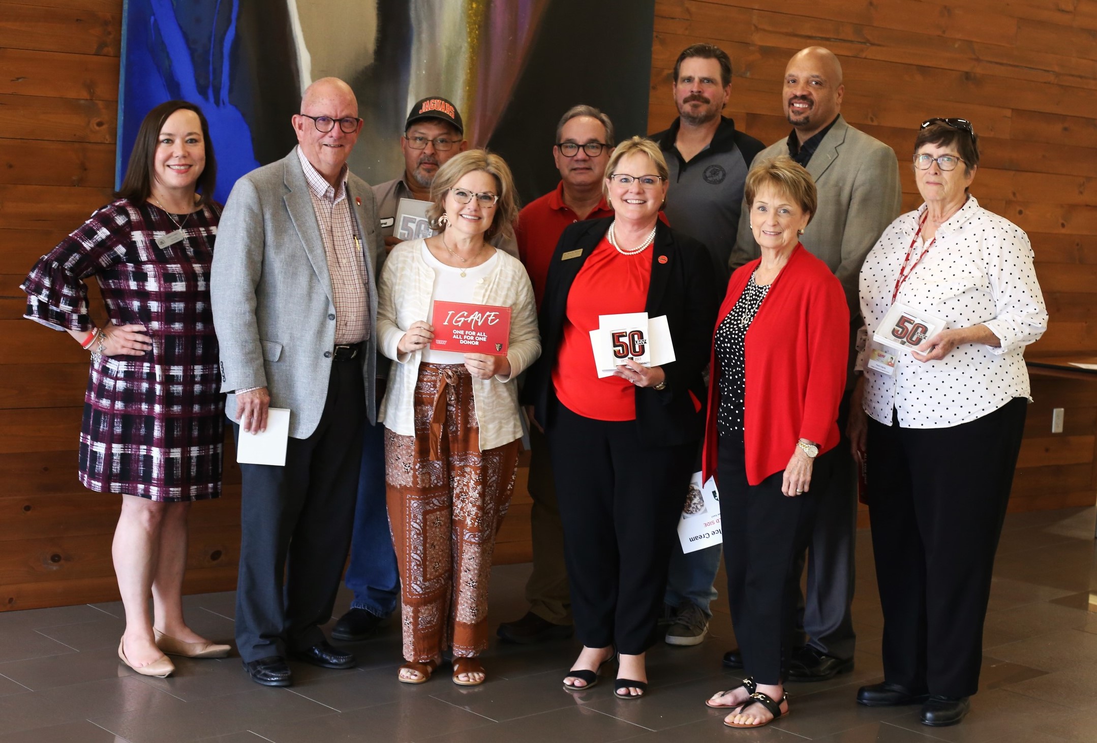Members of the UHV President's Circle pose for a photo on Sept. 19 with UHV President Bob Glenn during the One for All, All for One employee luncheon.