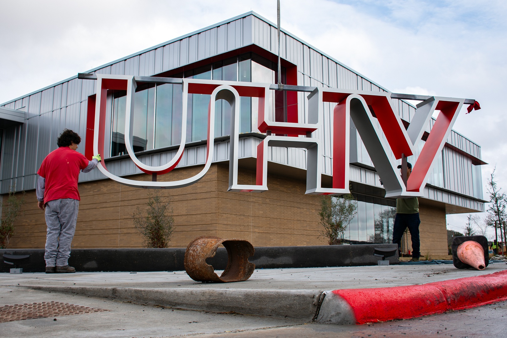 UHV Health & Wellness Center sign installation