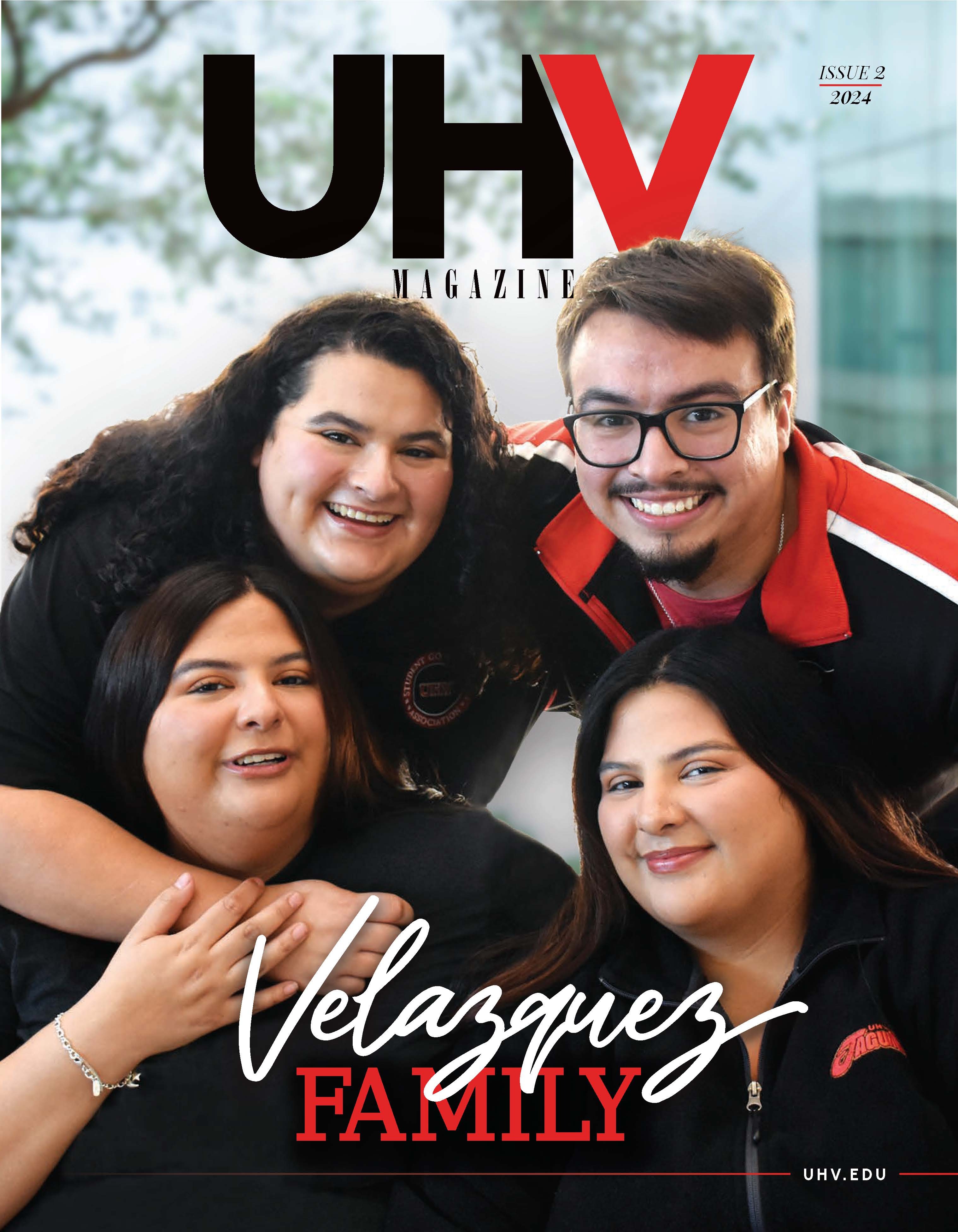 The four members of the Velazquez family featured on the cover of UHV Magazine