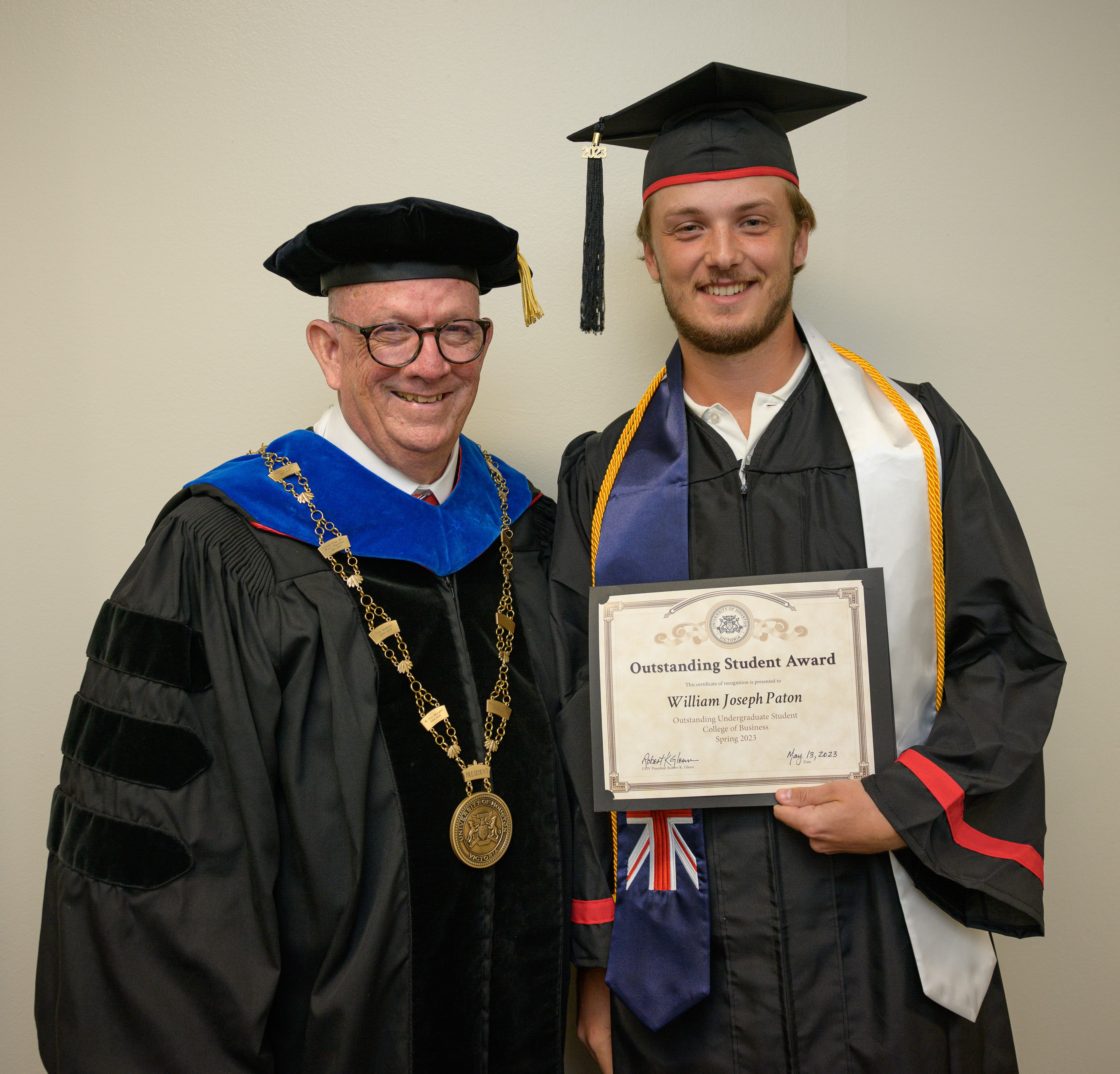 UHV President Bob Glenn and Will Paton