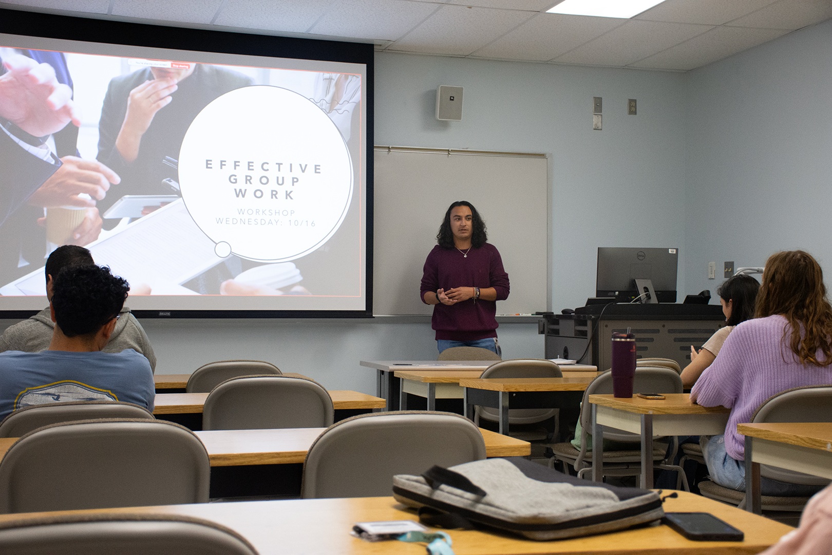 Academic advisor Emiliano Garza leads a Workshop Wednesdays session, October 2024