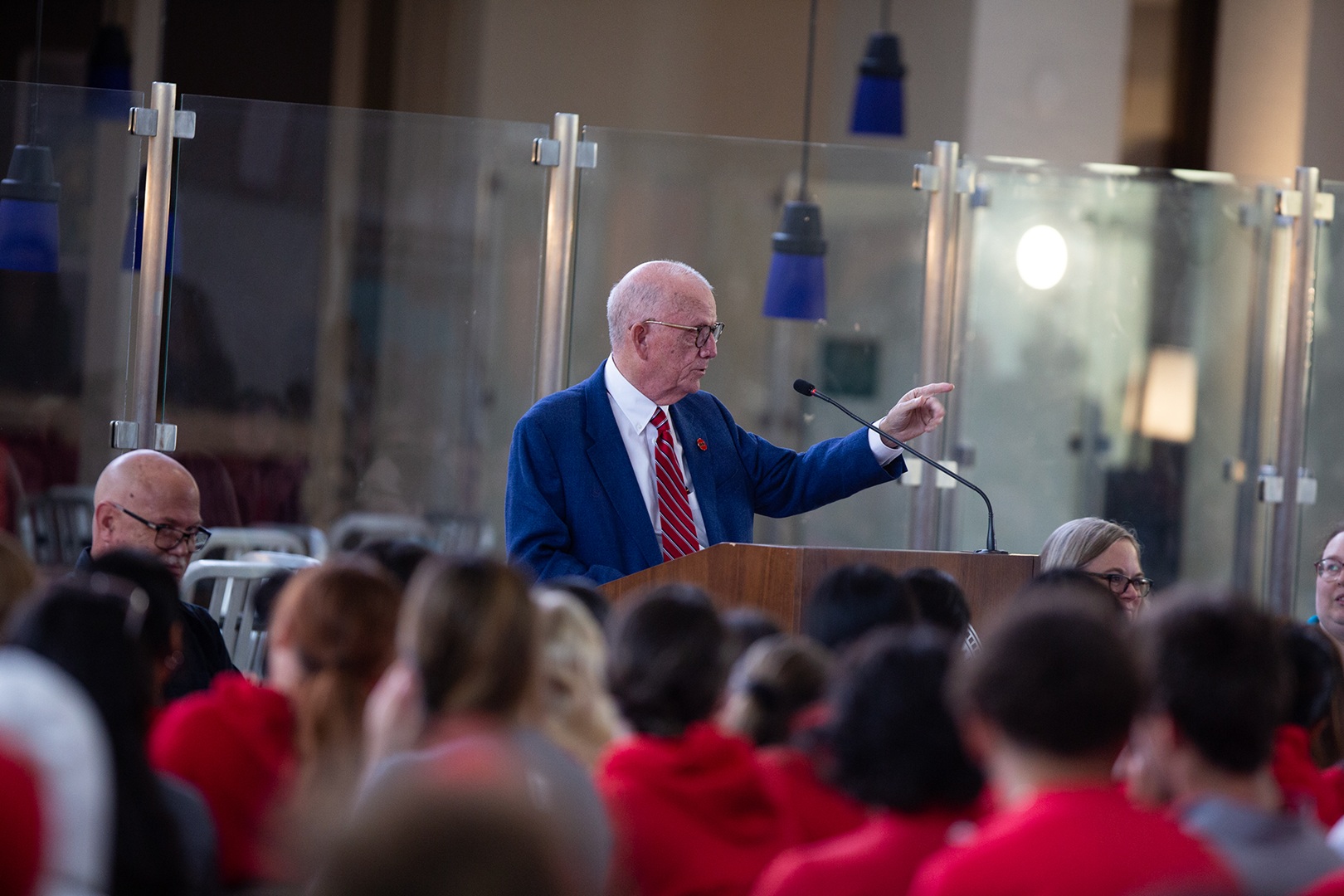 Bob Glenn, UHV president, addresses the crowd of students, faculty and staff during UHV Convocation, September 2024
